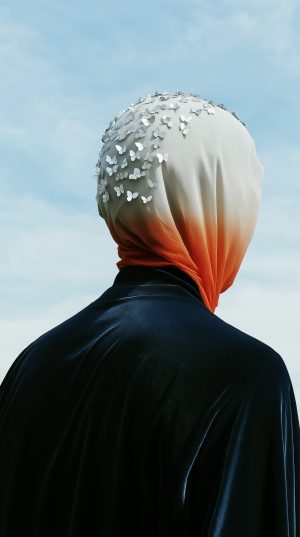 Elegant Headscarf with Butterflies Elegant Headscarf with Butterflies