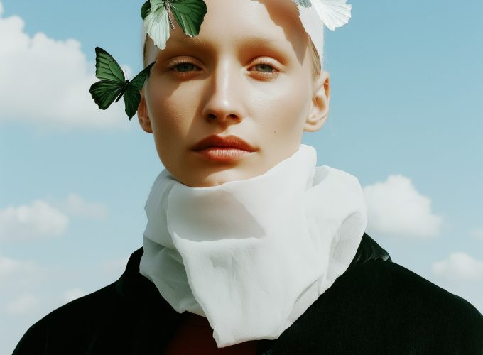 Serene Human with Butterflies Serene Human with Butterflies