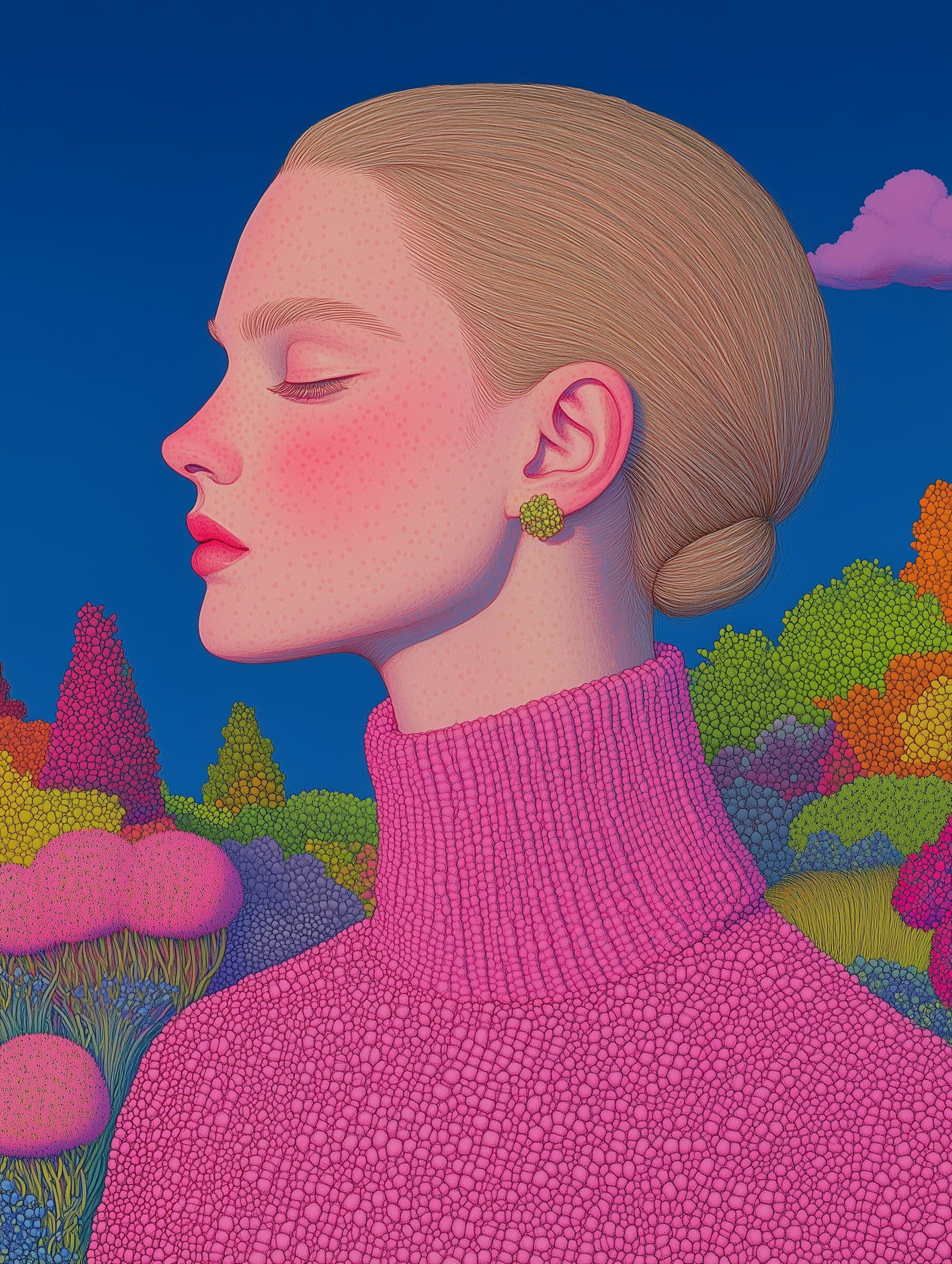 Serene Portrait with Abstract Background Serene Portrait with Abstract Background