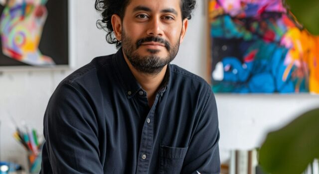 South Asian Male Artist in Art Studio