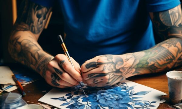 The Tattooed Painter in Blue The Tattooed Painter in Blue